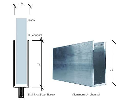 u channel for glass panel.